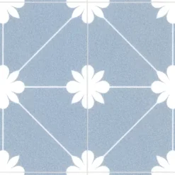 Décoweb Sol Vinyle Textile Aspect carreaux Azur - Rouleau de 3m x 4m- Lino Sol Vinyle Pvc
