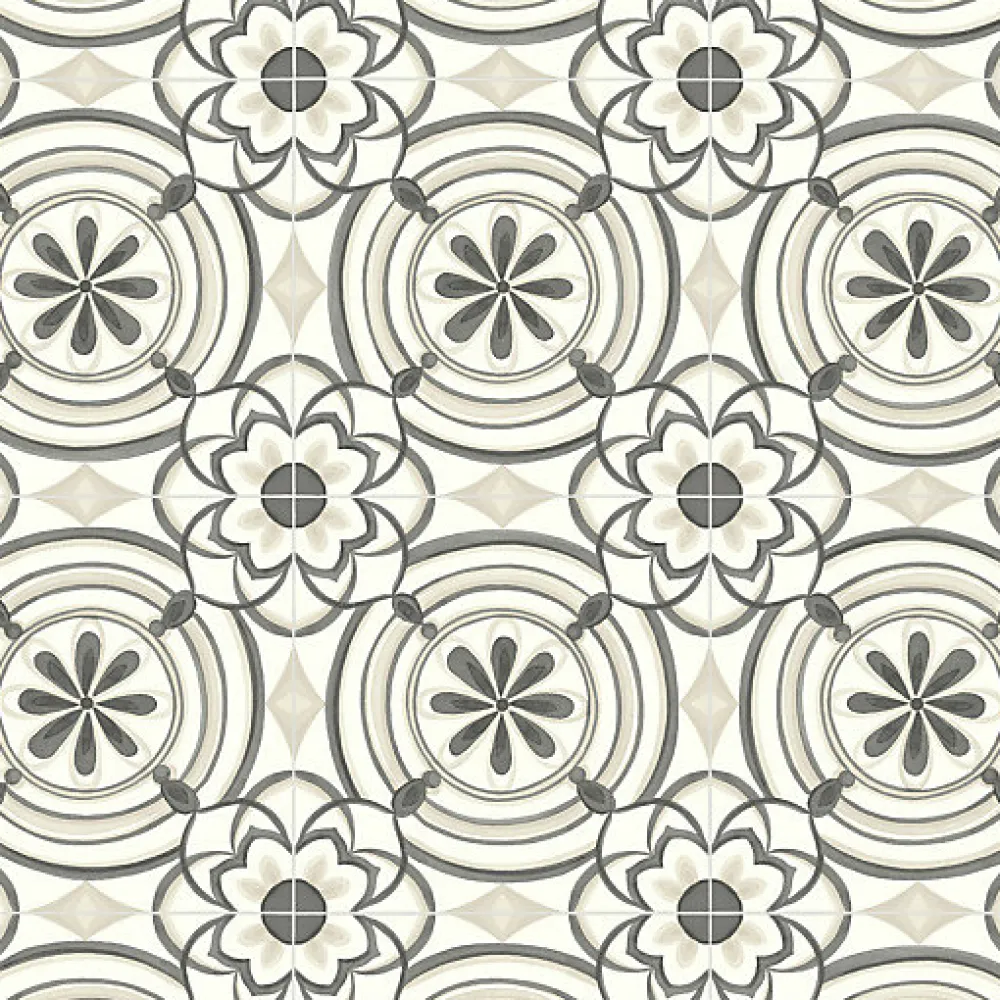 Décoweb Sol Vinyle Textile carreaux de ciment Andalousie noir - Rouleau de 3m x 4m- Lino Sol Vinyle Pvc