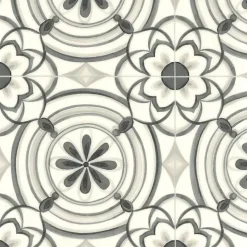 Décoweb Sol Vinyle Textile carreaux de ciment Andalousie noir - Rouleau de 3m x 4m- Lino Sol Vinyle Pvc