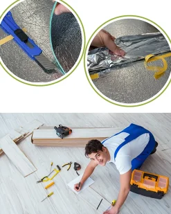 Ikhemalarka Sous couche XPS 12m2 3mm avec film PET isolation phonique thermique pour parquet et moquette non compatible chauffage au sol- Sous-Couche Parquet Et Stratifié|Sous-Couche Sol Pvc