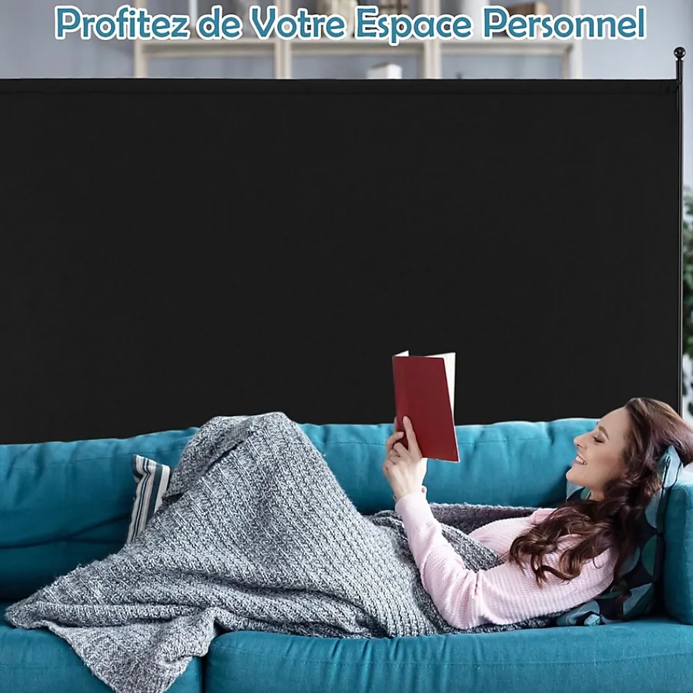 Giantex Séparateur de Pièce 184 x 184 cm, Paravent de Confidentialité sur roulettes, Paravent Autoportant pour Salon, Chambre, Noir- Cloison Amovible