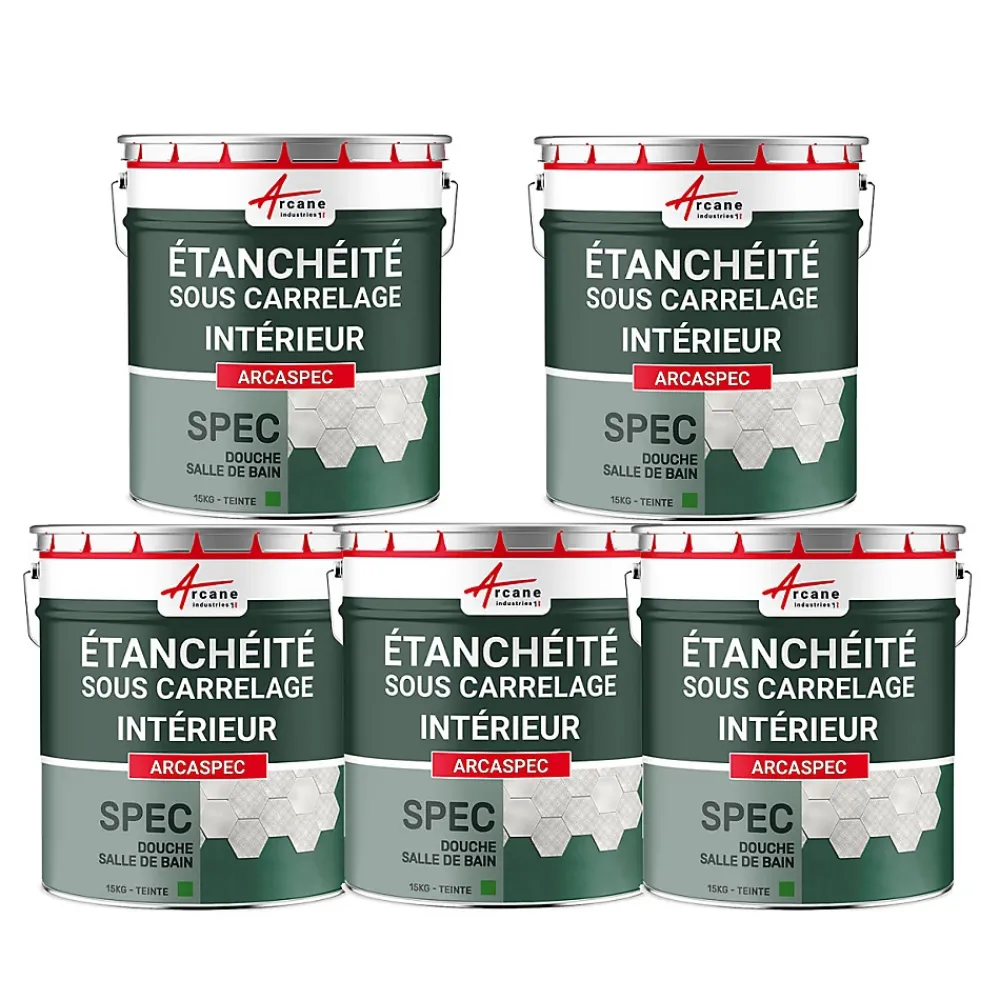 Arcane Industries SPEC Étanchéité sous carrelage douche et salle de bain ARCASPEC - Offre Spéciale : 5 x 15 Kg -- Ragréage Et Primaire Pour Carrelage