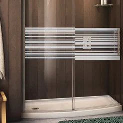 Ambiance Sticker Sticker porte de douche lignes horizontales 100x55cm 55 x 100 cm- Film Occultant Pour Vitrage