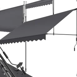 Tectake Auvent Et Marquise<Store à pince sans perçage avec Manivelle Réglable en hauteur 211 - 304 cm noir/gris