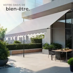Tectake Auvent Et Marquise<Store à pince sans perçage en polyester 400 x 180 cm gris clair