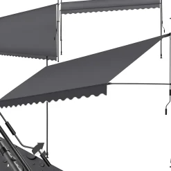 Tectake Store à pince sans perçage avec Manivelle Réglable en hauteur 211 - 304 cm noir/gris- Auvent Et Marquise