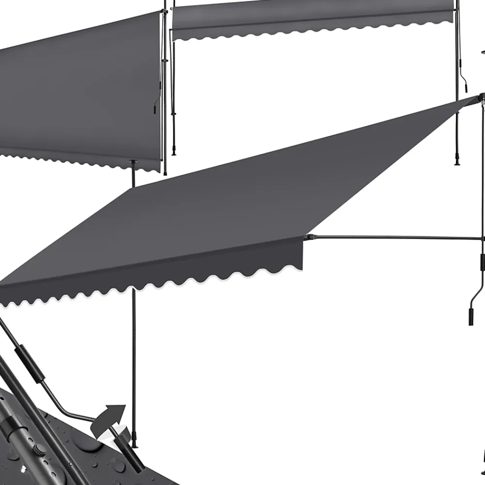 Tectake Store à pince sans perçage avec Manivelle Réglable en hauteur 211 - 304 cm noir/gris- Auvent Et Marquise