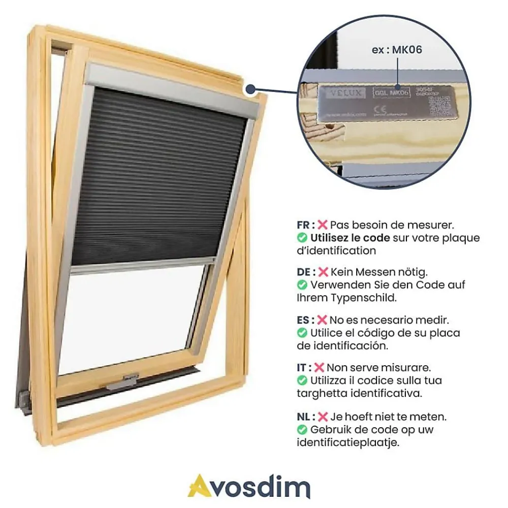Avosdim Store De Fenêtre De Toit<Store isolant compatible fenêtre de toit VELUX pour dimension SK06 - Blanc