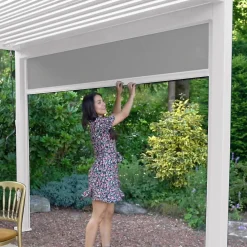 Ombréa Store latéral OMBREA 4M - Blanc- Moustiquaire Pour Tonnelle Et Pergola