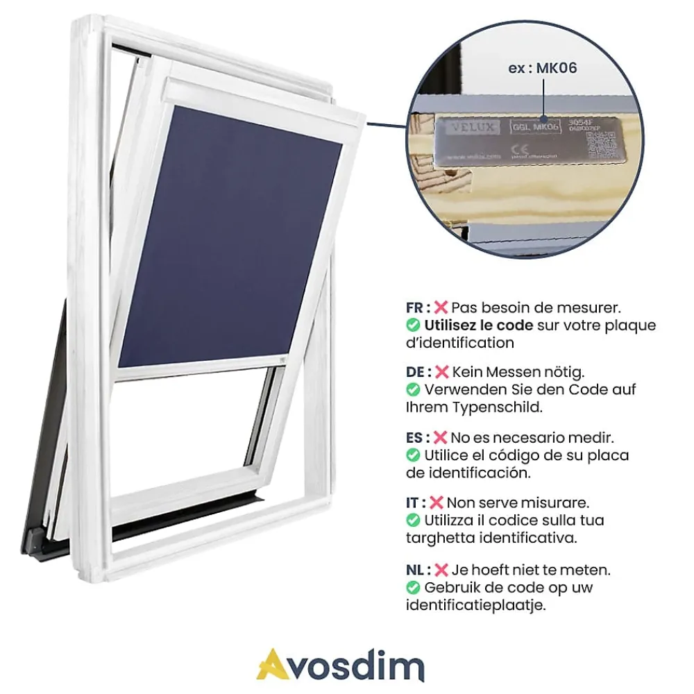 Avosdim Store occultant compatible fenêtre de toit VELUX pour dimension CK02 - Blanc- Store De Fenêtre De Toit