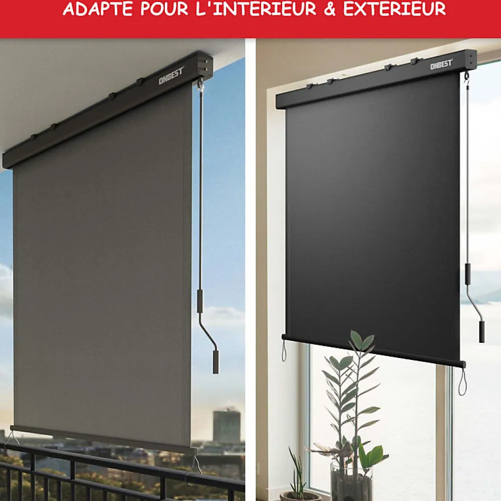 Bb Loisir Store Vertical 160x250cm extensible avec manivelle intérieur et extérieur balcon et terre- Auvent Et Marquise