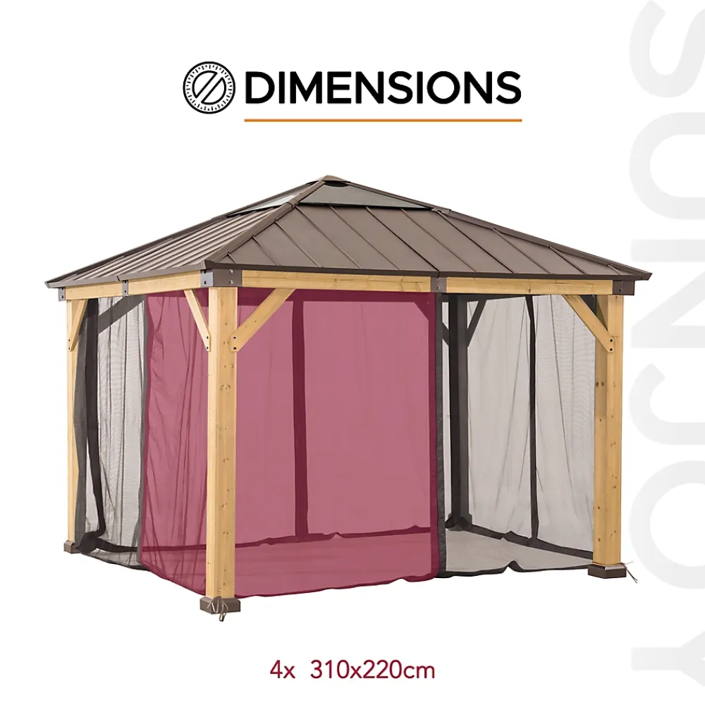 Sunjoy Filet pour tonnelle en bois de cèdre 336cm x 336cm- Moustiquaire Pour Tonnelle Et Pergola