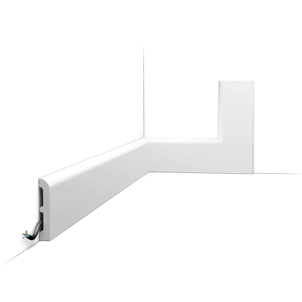 Orac Decor SX183 CASCADE Plinthe 7,5x1,3x10cm (h x p x L) - plinthe décorative polymère Pack 2 pièces / RAL9003- Plinthe Pour Parquet Et Stratifié