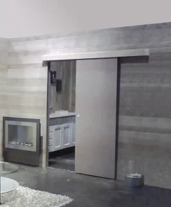 Système pour pose en applique porte bois ou verre- Porte Coulissante