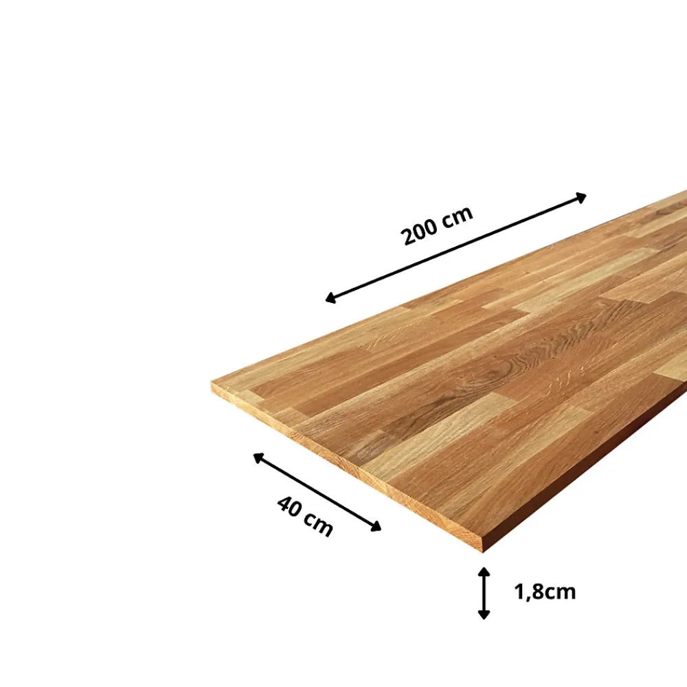 Wood&Sens Tablette Bois Et Mélaminé<Tablette Chêne Huilé bois massif, L.200 x l.40 cm, Ep.18 mm