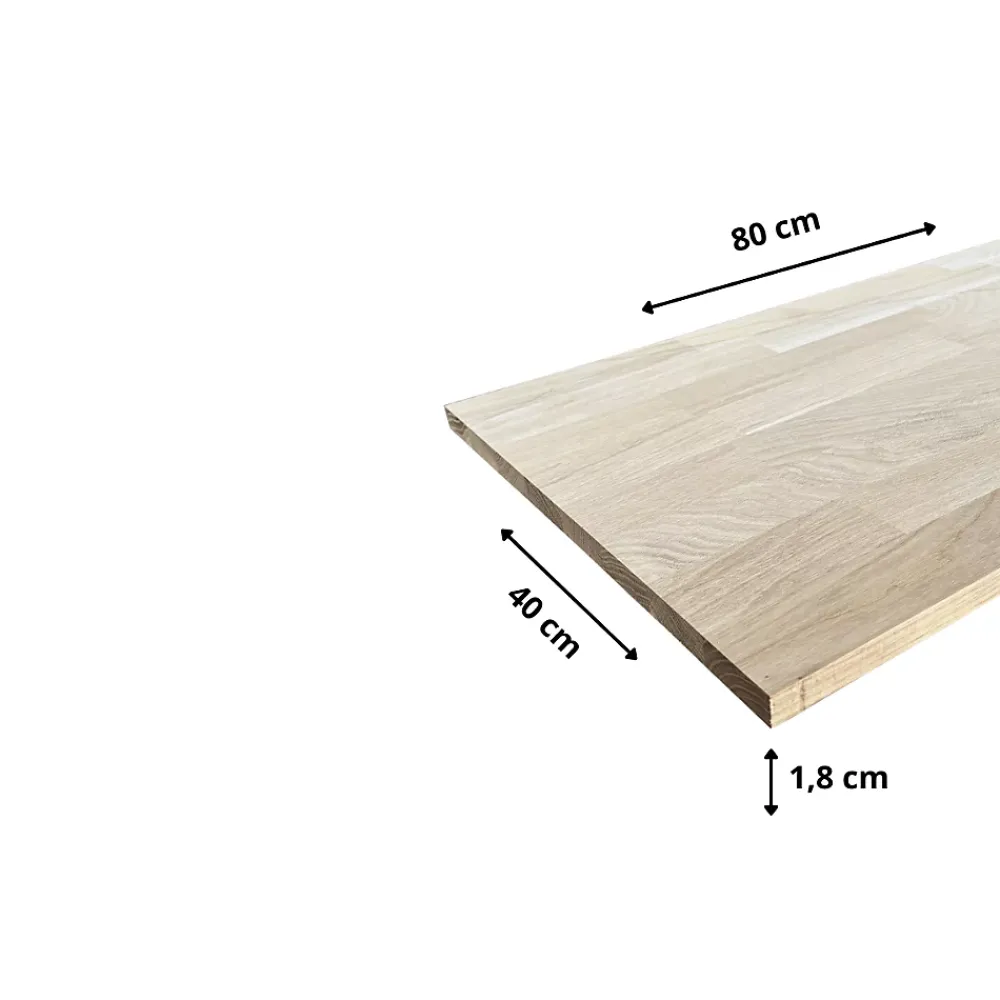Wood&Sens Tablette Bois Et Mélaminé<Tablette Chêne Massif Abouté, L.80 cm x l.40 cm, Ep.18 mm