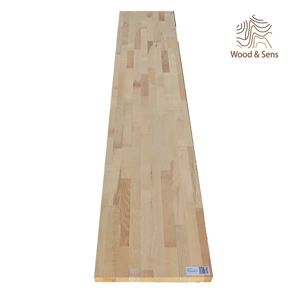 Wood&Sens Tablette Bois Et Mélaminé<Tablette Frêne bois massif, L.200 x l.30 cm, Ep.18 mm