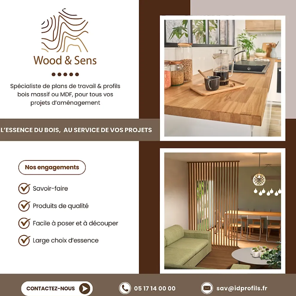 Wood&Sens Tablette Frêne bois massif, L.200 x l.50 cm, Ep.18 mm- Tablette Bois Et Mélaminé