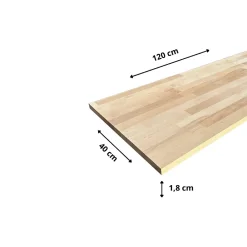 Wood&Sens Tablette Hêtre Massif Lamellé Collé Abouté, L.120 cm x l.40 cm, Ep.18 mm- Tablette Bois Et Mélaminé
