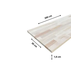 Wood&Sens Tablette Hêtre Massif Lamellé Collé Abouté, L.200 cm x l.30 cm, Ep.18 mm- Tablette Bois Et Mélaminé