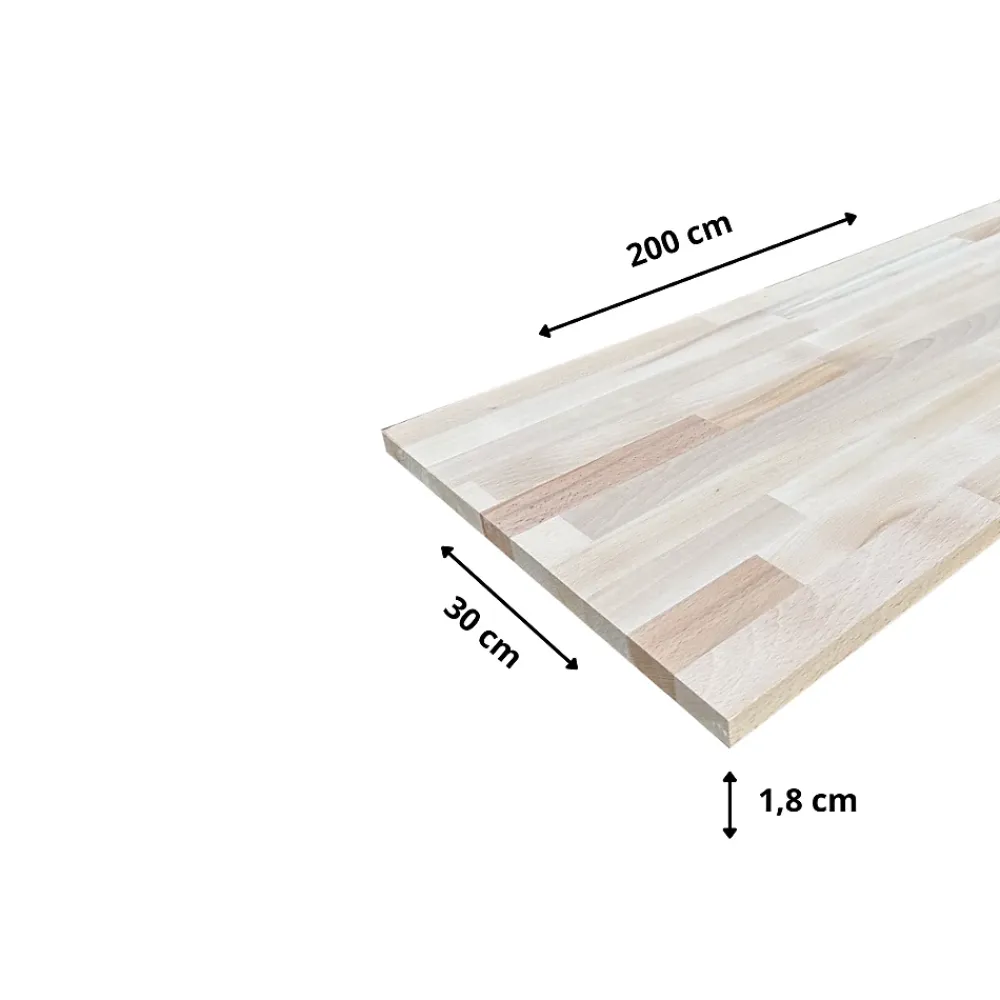 Wood&Sens Tablette Hêtre Massif Lamellé Collé Abouté, L.200 cm x l.30 cm, Ep.18 mm- Tablette Bois Et Mélaminé