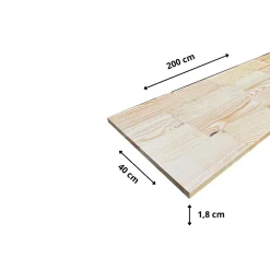 Wood&Sens Tablette Pin noueux, L.200 cm x l.40 cm, Ep.18 mm- Tablette Bois Et Mélaminé