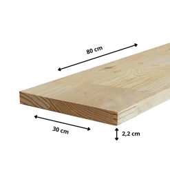 Wood&Sens Tablette Pin Rustique bois massif, L.80 x l.30 cm x Ep.22 mm- Tablette Bois Et Mélaminé