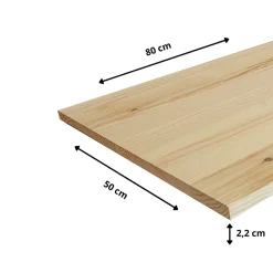 Wood&Sens Tablette Pin Rustique bois massif, L.80 x l.50 cm, Ep.22 mm- Tablette Bois Et Mélaminé