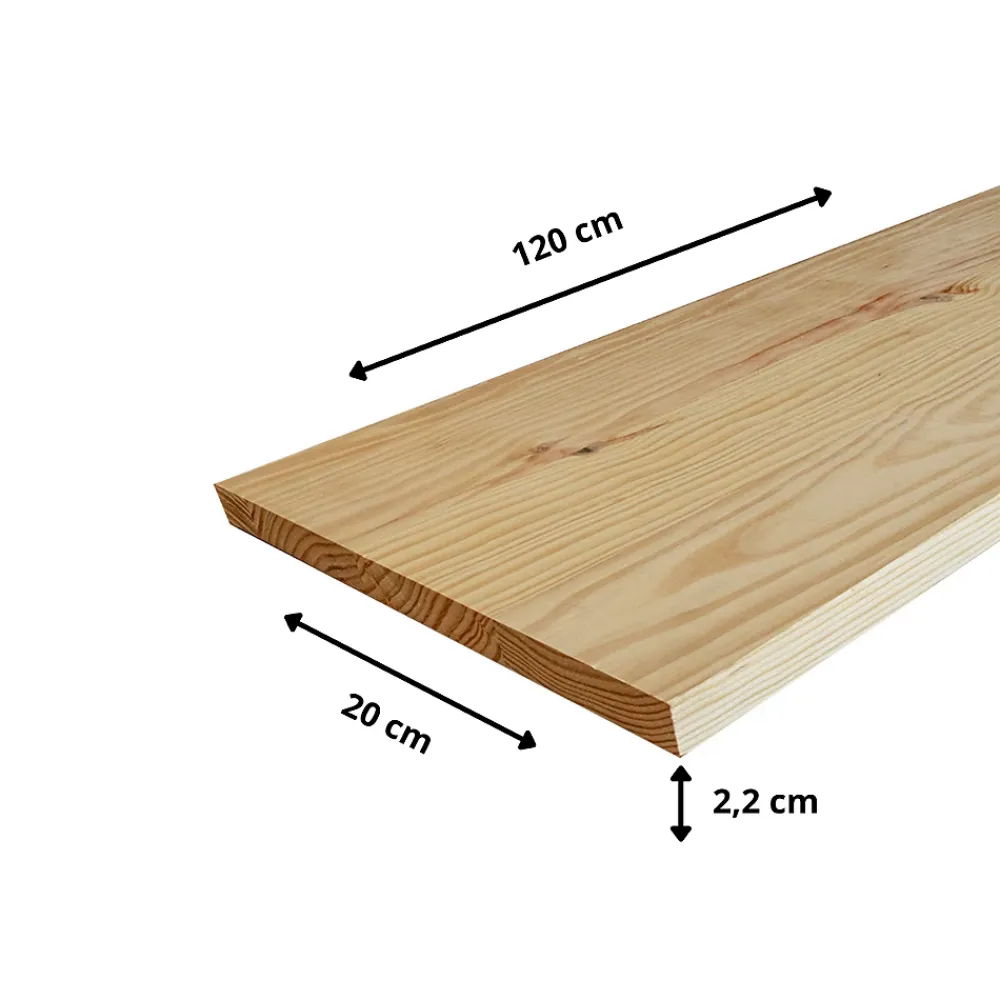 Wood&Sens Tablette Bois Et Mélaminé<Tablette Pin Rustique bois massif, L.120 x l.20 cm, Ep.22mm