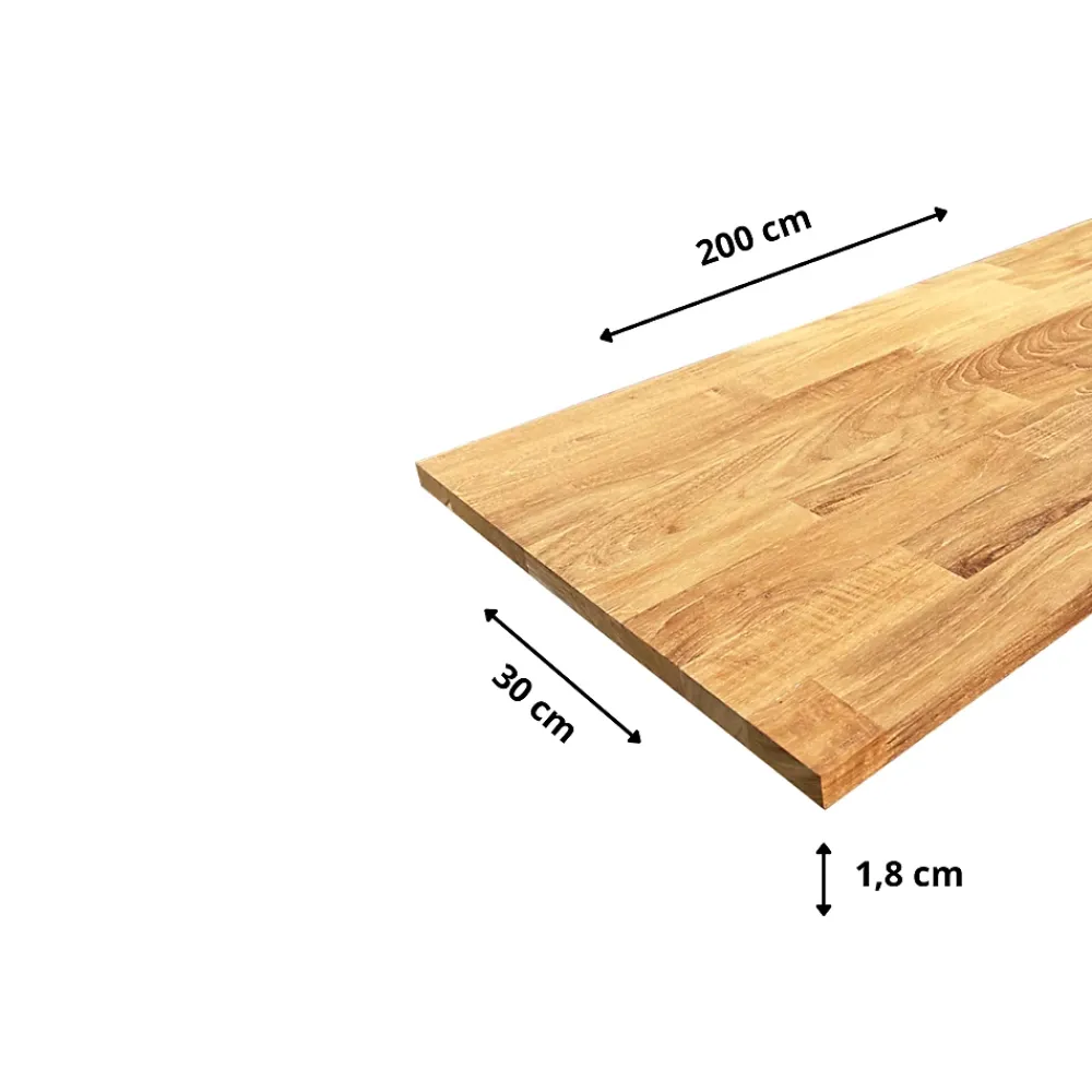 Wood&Sens Tablette Bois Et Mélaminé<Tablette Teck Massif Abouté, L.200 cm x l.30 cm, Ep.18 mm
