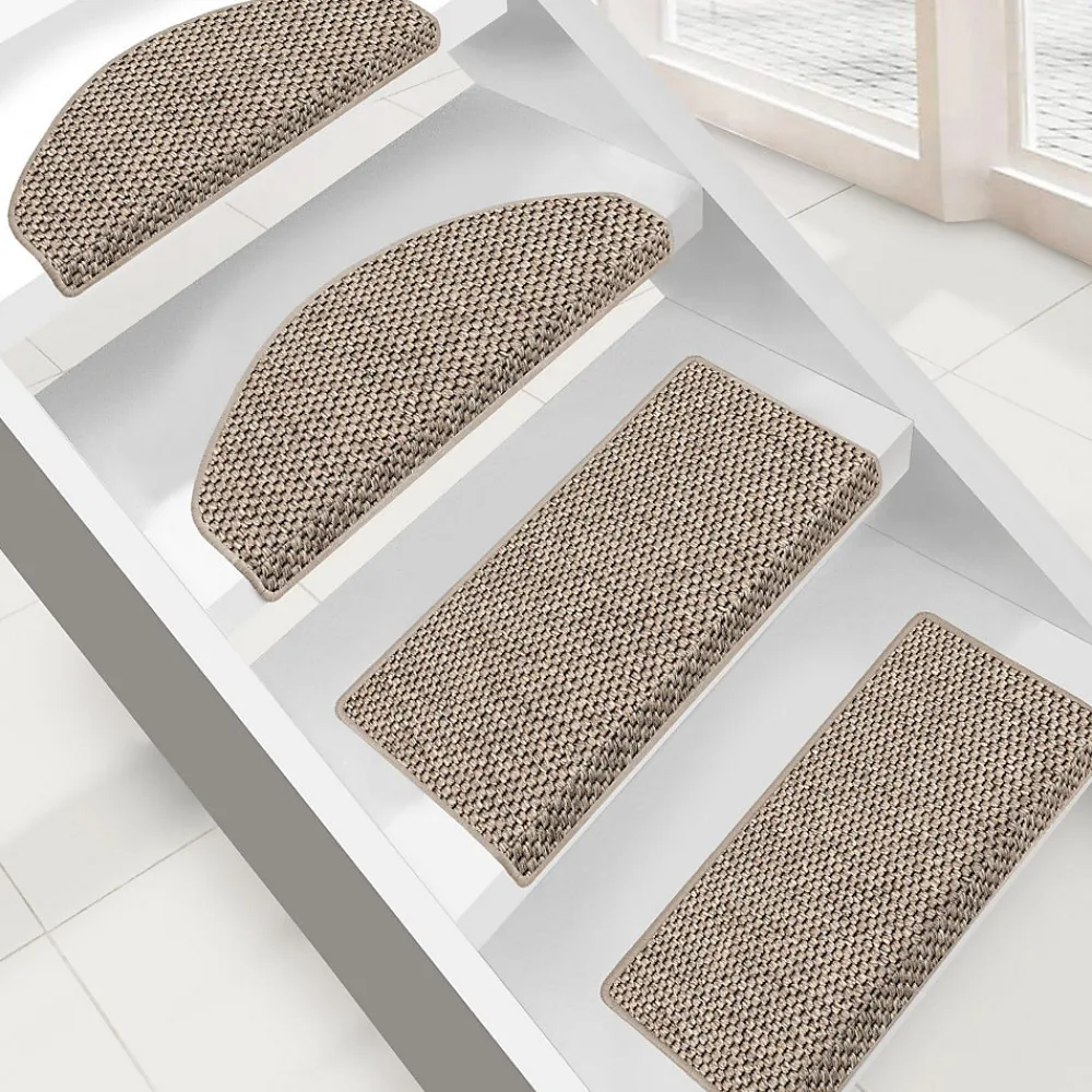 Floordirekt Tapis d'escalier Kalkutta Taupe Demi-circulaire 23,5 x 65 cm- Accessoire D'Escalier