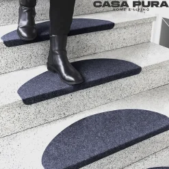 Floordirekt Accessoire D'Escalier<Tapis d'escalier Leipzig Installation adhésive Bleu, 21 x 65 cm