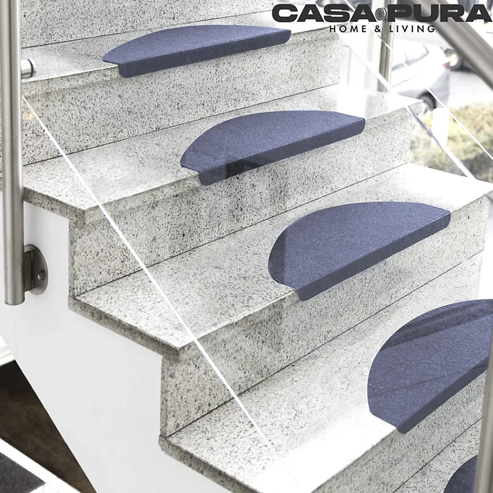 Floordirekt Accessoire D'Escalier<Tapis d'escalier Leipzig Installation adhésive Bleu, 21 x 65 cm