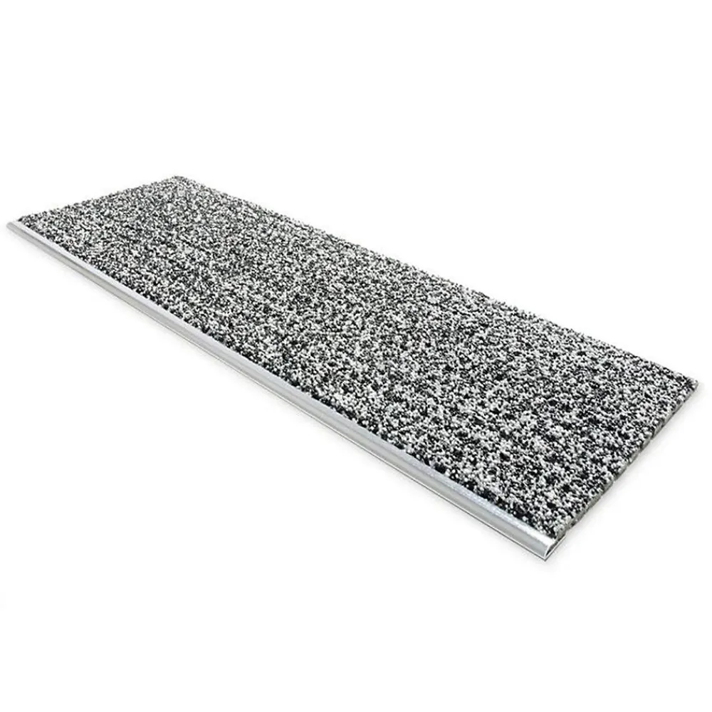 Floordirekt Tapis d'escalier sécurisé Avec rail en aluminium Marron 24 x 60 cm -- Accessoire D'Escalier