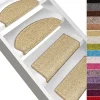 Floordirekt Tapis d'escalier Shaggy Barcelona Beige Demi-circulaire 23,5 x 65 cm- Accessoire D'Escalier