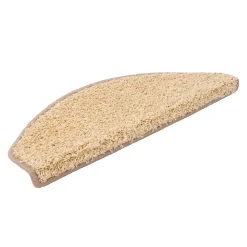 Floordirekt Tapis d'escalier Shaggy Barcelona Beige Demi-circulaire 23,5 x 65 cm- Accessoire D'Escalier