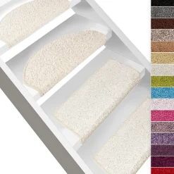 Floordirekt Accessoire D'Escalier<Tapis d'escalier Shaggy Barcelona Crème Demi-circulaire 23,5 x 65 cm