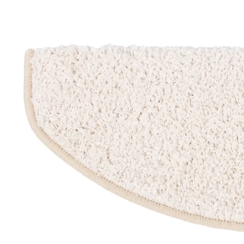 Floordirekt Accessoire D'Escalier<Tapis d'escalier Shaggy Barcelona Crème Demi-circulaire 23,5 x 65 cm