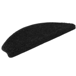 Floordirekt Tapis d'escalier Shaggy Barcelona Noir Demi-circulaire 23,5 x 65 cm- Accessoire D'Escalier