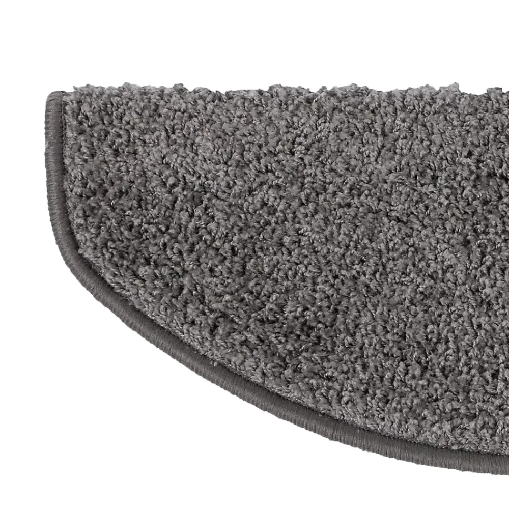 Floordirekt Accessoire D'Escalier<Tapis d'escalier Shaggy Barcelona Gris Demi-circulaire 23,5 x 65 cm