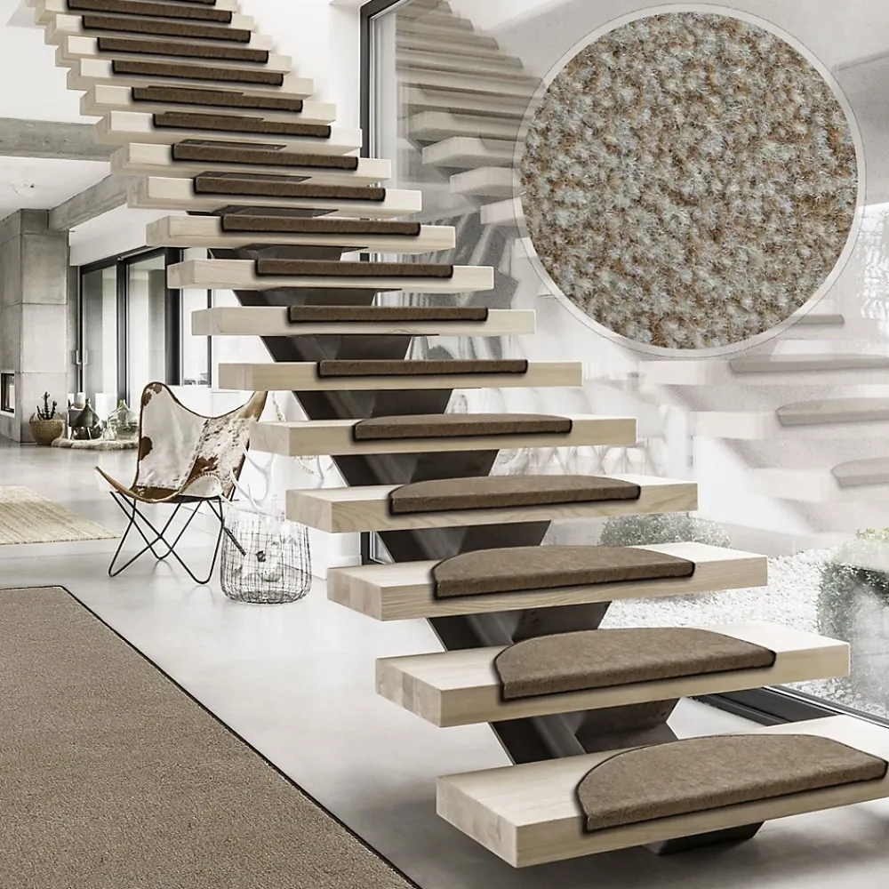 Floordirekt Accessoire D'Escalier<Tapis d'escalier Sinfonie Marron clair Demi-circulaire -