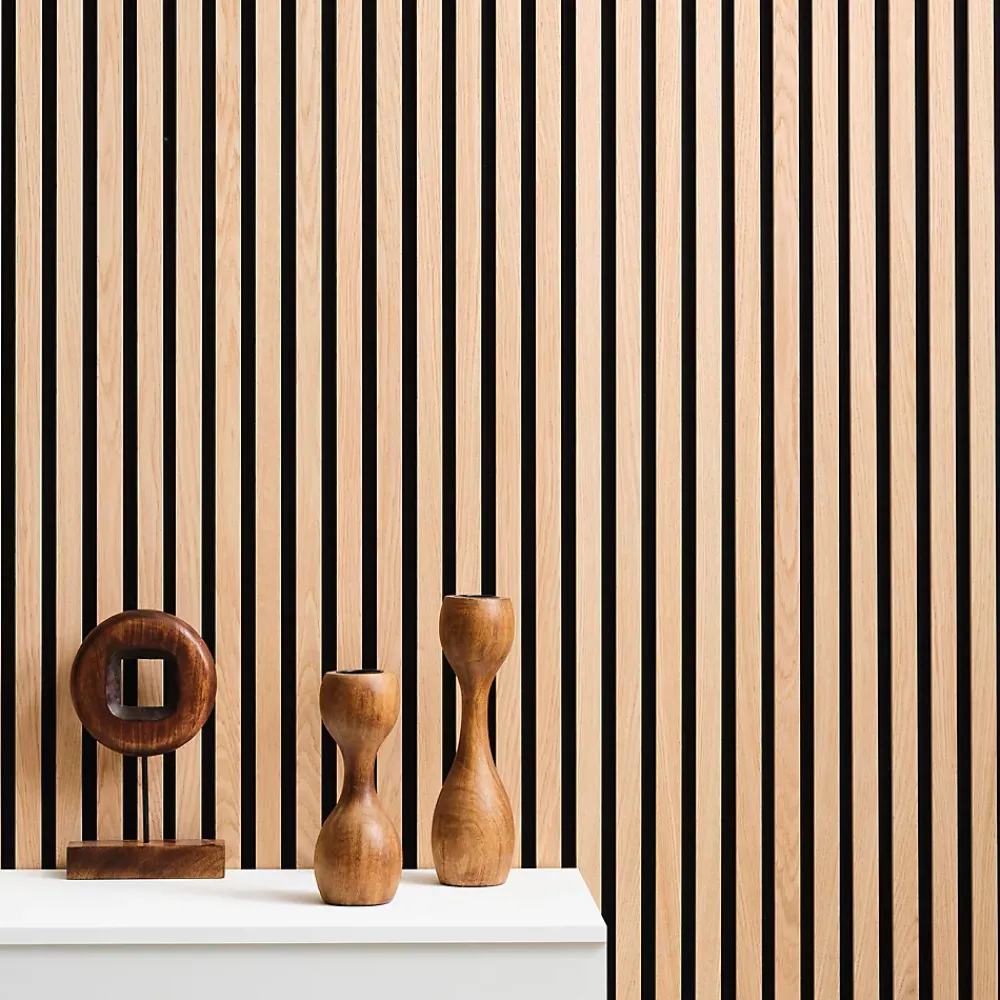 Tasseau décoratif lambris lamelles bois coloris naturel l.250 x l.30 x ep.1 cm- Panneau Tasseau Bois|Lambris Mural