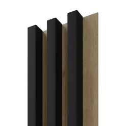 Stegu Lambris Mural|Panneau Tasseau Bois<Tasseau décoratif lambris lamelles Linea Slim Black MDF noir et chêne 15 x 265 cm, ép. 30mm