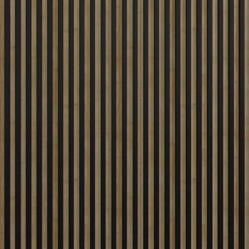 Stegu Lambris Mural|Panneau Tasseau Bois<Tasseau décoratif lambris lamelles Linea Slim Black MDF noir et chêne 15 x 265 cm, ép. 30mm