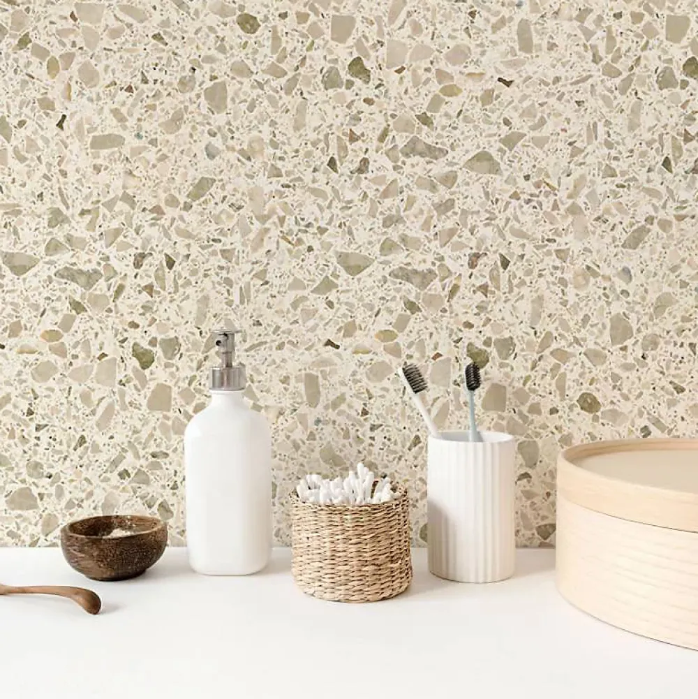 Decoon Terrazzo Stracciatella beige - 60 x 60 cm- Carrelage Sol Effet Terrazzo