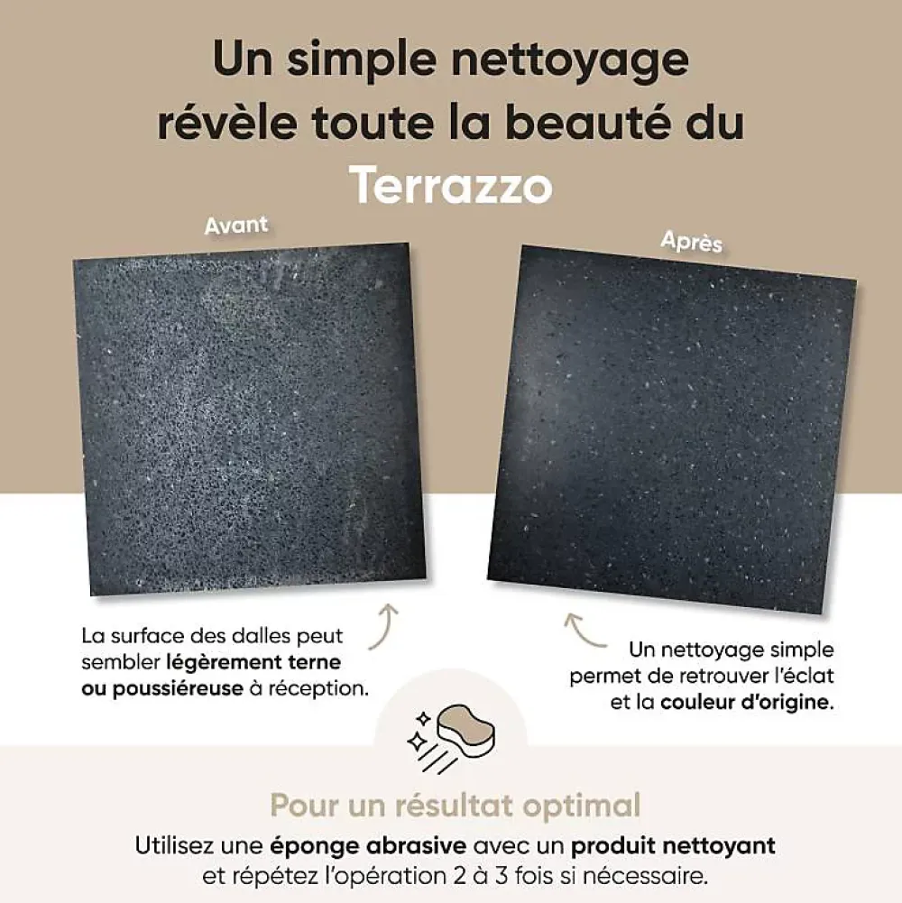 Decoon Terrazzo Stracciatella beige - 60 x 60 cm- Carrelage Sol Effet Terrazzo