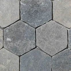 Ro'Ma Nature Carrelage Sol Effet Pierre<Tomette hexagonale Pierre d'Egypte Grise 14x14x2 cm - Intérieur et Extérieur (lot de 1 m²) -