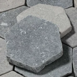 Ro'Ma Nature Carrelage Sol Effet Pierre<Tomette hexagonale Pierre d'Egypte Grise 14x14x2 cm - Intérieur et Extérieur (lot de 1 m²) -