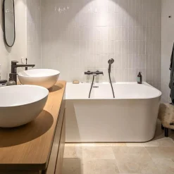 Ligerio Travertin<Travertin pierre naturelle mur/sol premier choix clair PREMIUM format Opus Romain Ep. 1,2cm - Vendu en lot de 0.74m²