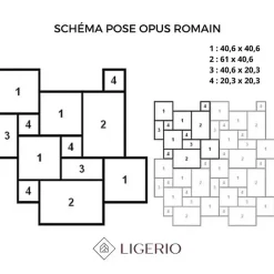 Ligerio Travertin<Travertin pierre naturelle mur/sol premier choix clair PREMIUM format Opus Romain Ep. 1,2cm - Vendu en lot de 0.74m²